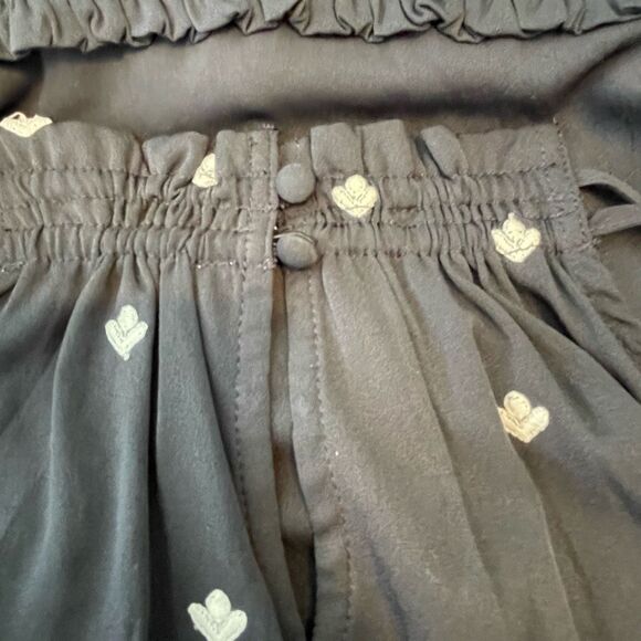 Loft Embroidered Floral Print Halter Top Navy Blue White Off The Shoulder Peplum - Picture 7 of 9